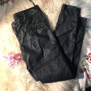 Black Faux Leather Free People Moto Pants